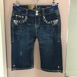 LA Idol dark wash Bermuda shorts